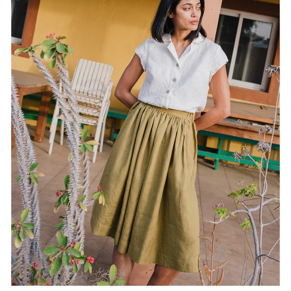 notPERFECTLINEN City Skirt Grey-Blue A-Line Skirt - Picture 10 of 10